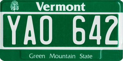 VT license plate YAO642