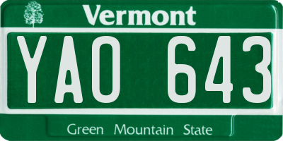 VT license plate YAO643