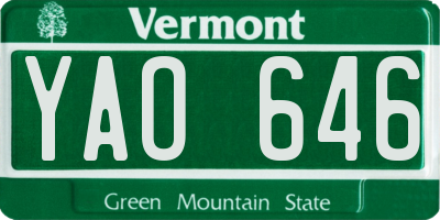 VT license plate YAO646