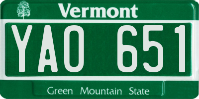 VT license plate YAO651