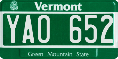 VT license plate YAO652