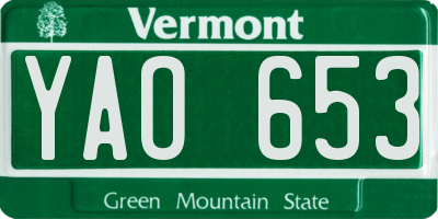 VT license plate YAO653
