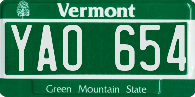 VT license plate YAO654