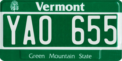 VT license plate YAO655