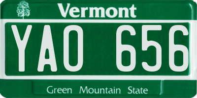 VT license plate YAO656