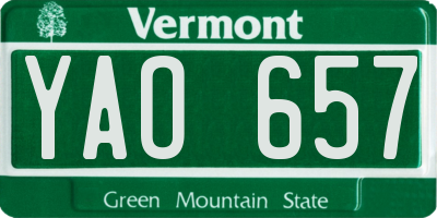 VT license plate YAO657