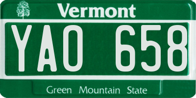 VT license plate YAO658
