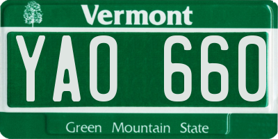VT license plate YAO660