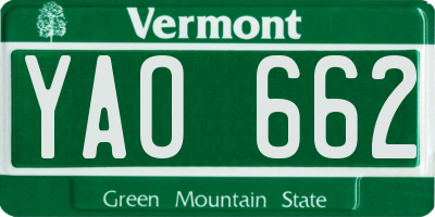 VT license plate YAO662