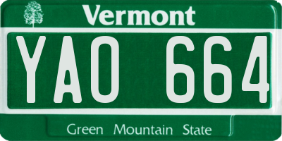 VT license plate YAO664