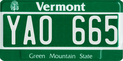 VT license plate YAO665