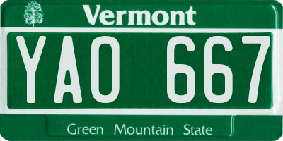 VT license plate YAO667