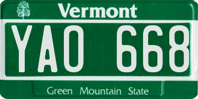 VT license plate YAO668