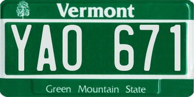 VT license plate YAO671