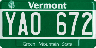 VT license plate YAO672