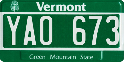 VT license plate YAO673