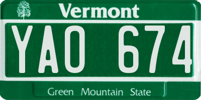 VT license plate YAO674