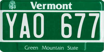 VT license plate YAO677