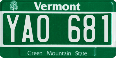 VT license plate YAO681