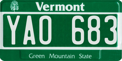 VT license plate YAO683