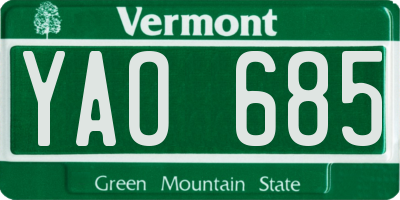 VT license plate YAO685