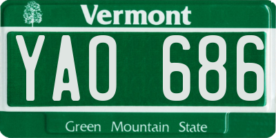 VT license plate YAO686