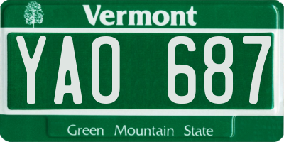 VT license plate YAO687