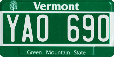 VT license plate YAO690