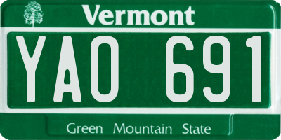VT license plate YAO691