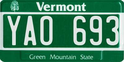 VT license plate YAO693