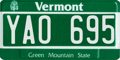 VT license plate YAO695