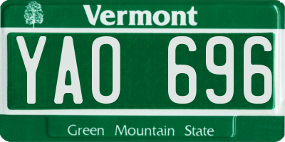 VT license plate YAO696