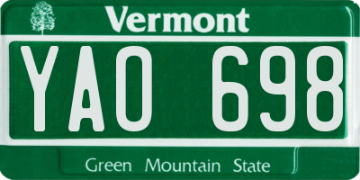 VT license plate YAO698
