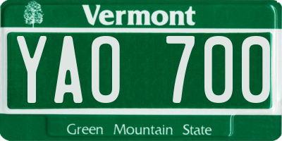 VT license plate YAO700