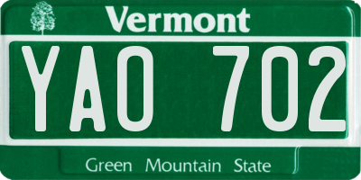 VT license plate YAO702