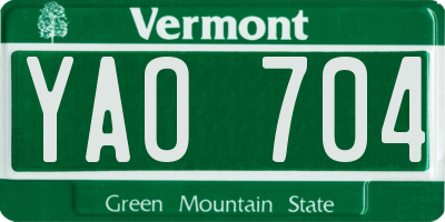 VT license plate YAO704