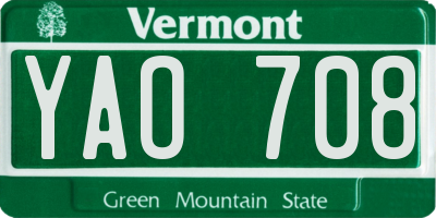 VT license plate YAO708