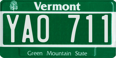 VT license plate YAO711