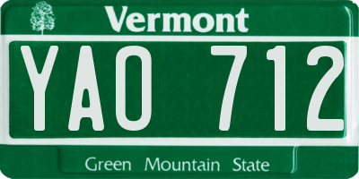 VT license plate YAO712