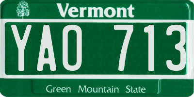 VT license plate YAO713
