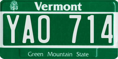 VT license plate YAO714