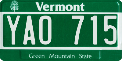 VT license plate YAO715