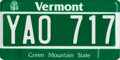 VT license plate YAO717