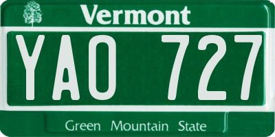 VT license plate YAO727