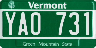 VT license plate YAO731