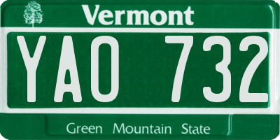 VT license plate YAO732