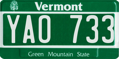 VT license plate YAO733