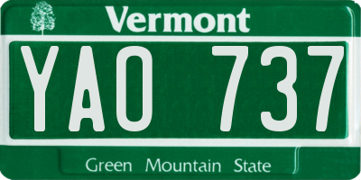 VT license plate YAO737