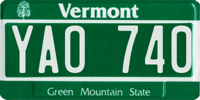 VT license plate YAO740