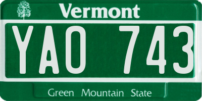 VT license plate YAO743